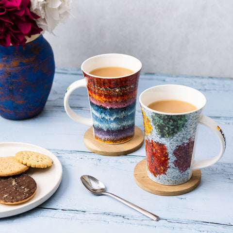 Pair of Ragged Life new bone china rag rug mugs