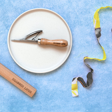 Ragged Life Rag Rug Spring Tool and Wooden Cutting Gauge for Making Recycled Rag Rugs