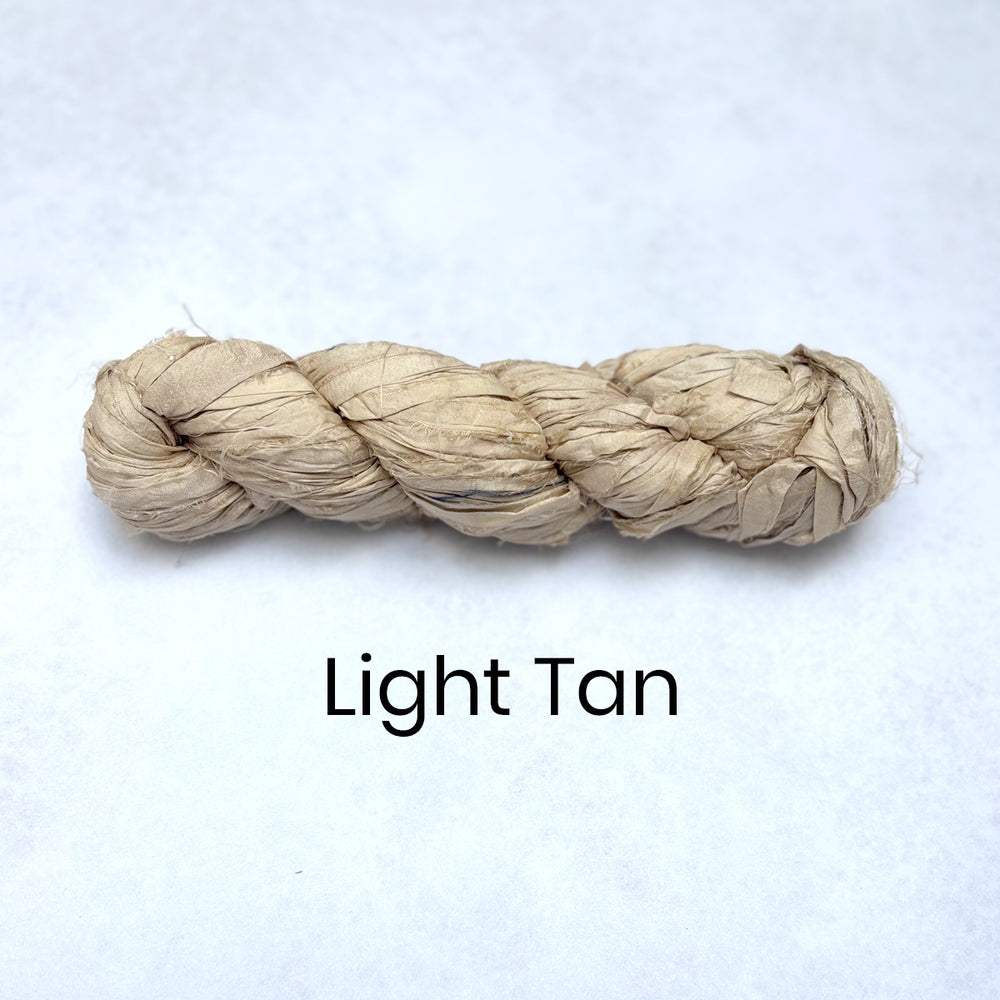 Light tan off white sand neutral coloured sari silk ribbon  