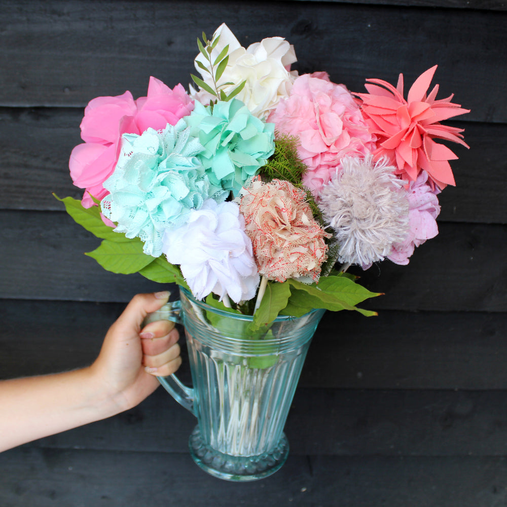 Ragged Life Everlasting Fabric Flower Rag Rug Bridal Bouquet