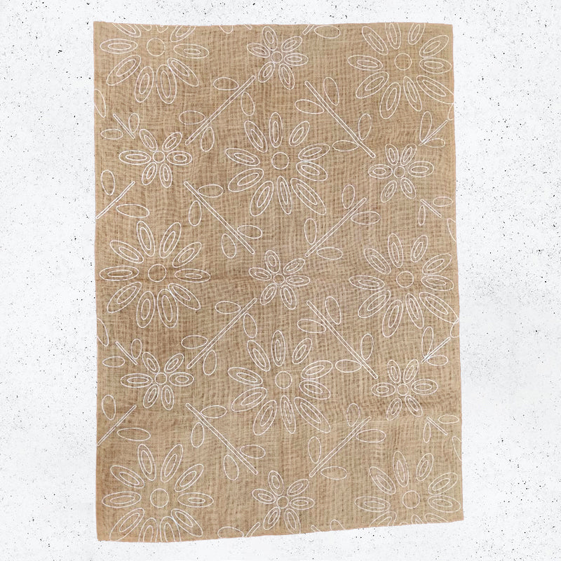 Flower Power Design Pre-Printed Hessian / Burlap - 100 x 140cm Large Rug Backing for Rag Rug Making