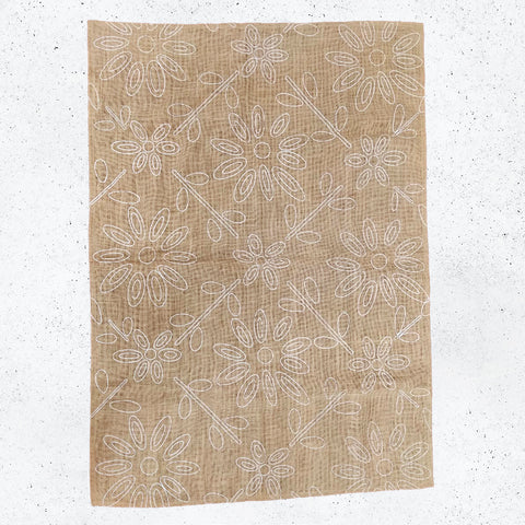 Flower Power Design Pre-Printed Hessian / Burlap - 100 x 140cm Large Rug Backing for Rag Rug Making