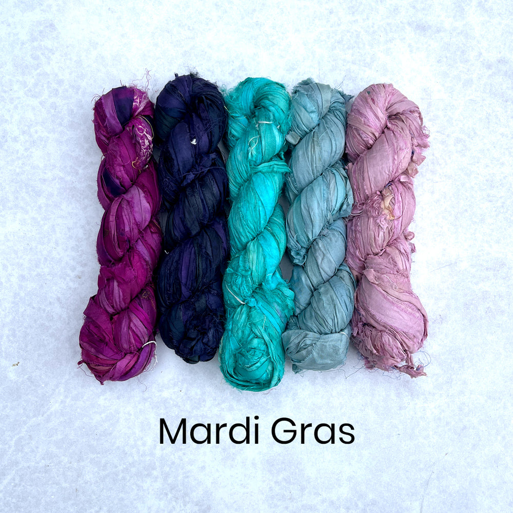 Ragged Life Mardi Gras 100g sari silk skeins