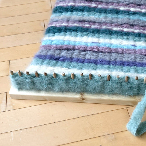 Cosy peg loom weaving work in progress