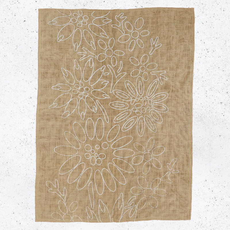 Wildflower Meadow Printed Rug Hessian - 110 x 80cm
