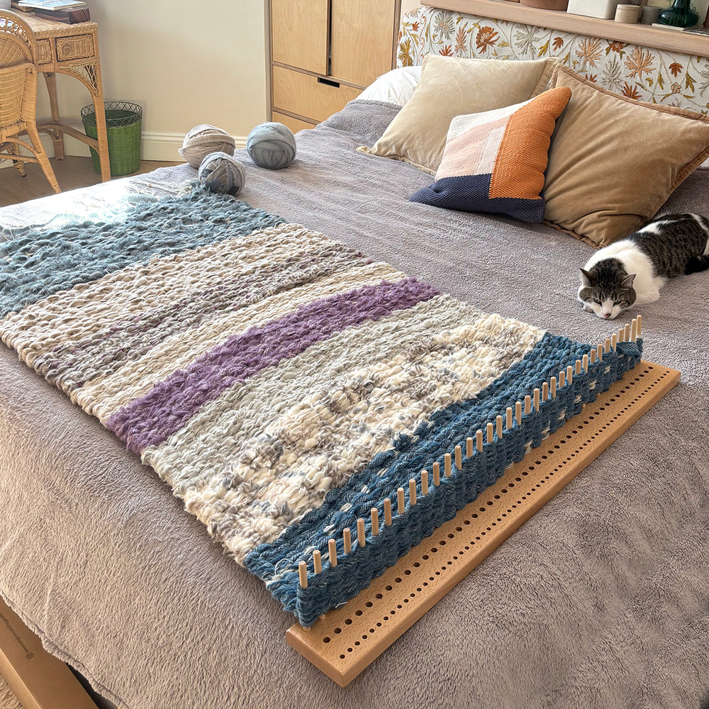 Beginner Peg Loom Weaving Kit - Makes 130 x 90cm Woollen Rug