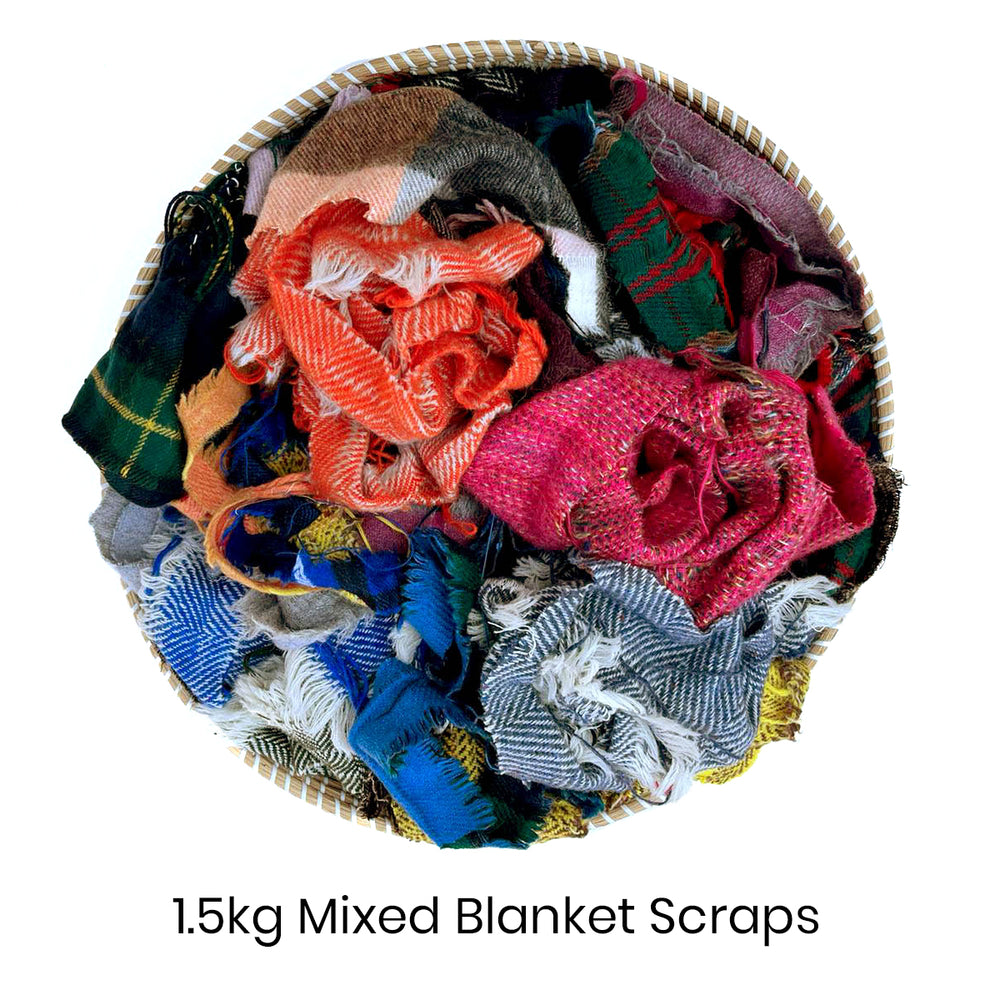Woollen blanket offcuts and scraps for rug making