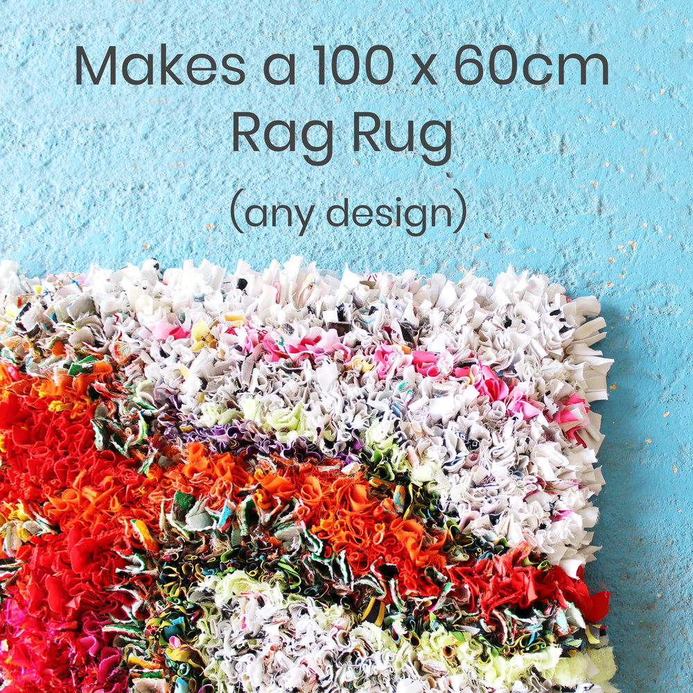 Make a proggy or hooked rag rug with this introductory rag rug kit for beginners