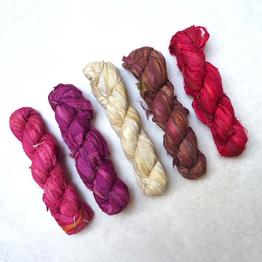 Osari Ribbon Yarn Satin Ribbon Artisan Sari Silk Ribbon Yarn | Darn Good Yarn