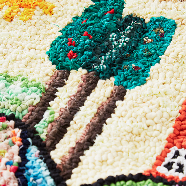 Rug Hooking of Trees on wall hanging