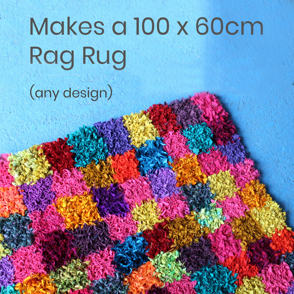 100 x 60cm checked short shaggy rag rug
