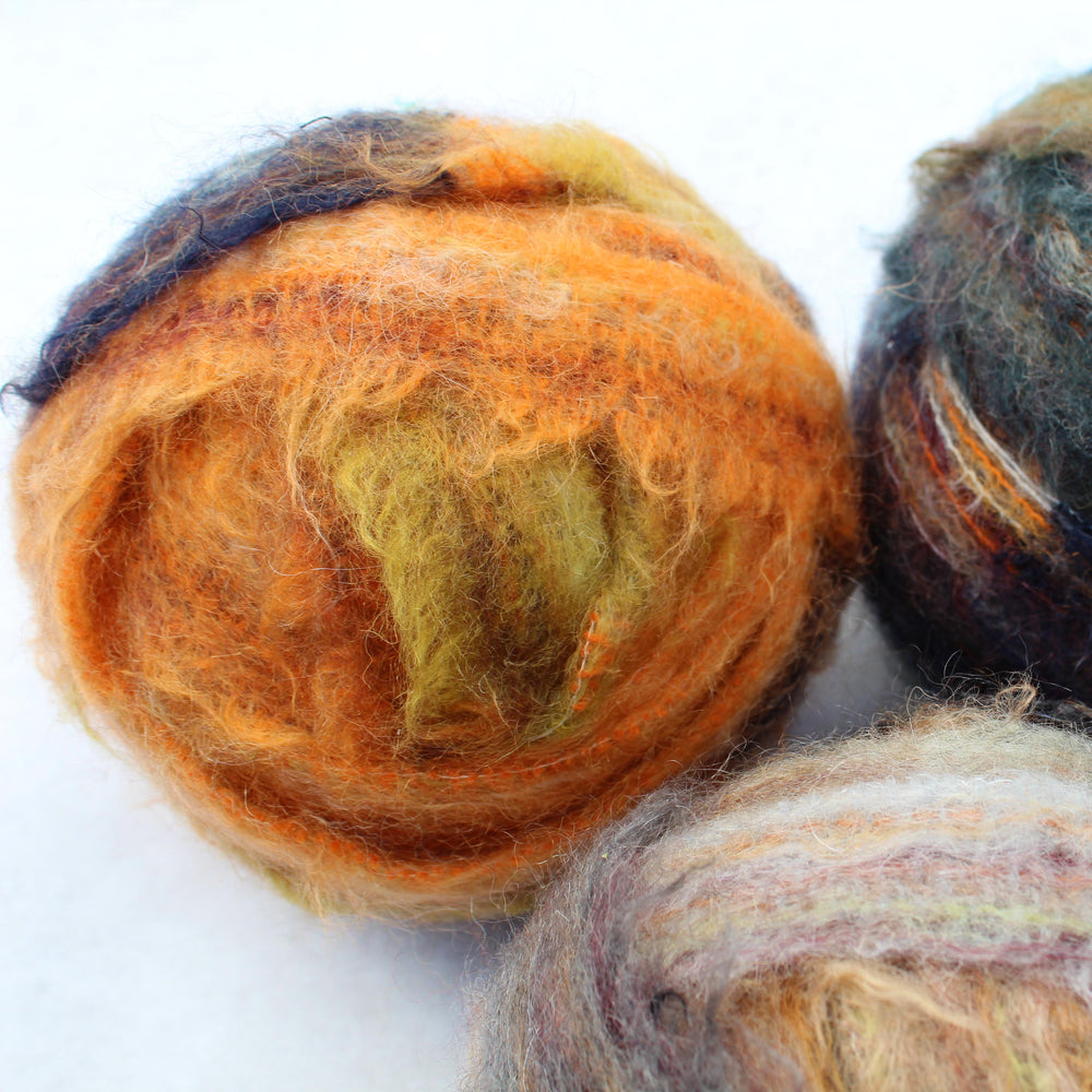Mohair offcuts from Yorkshire mills for rug making