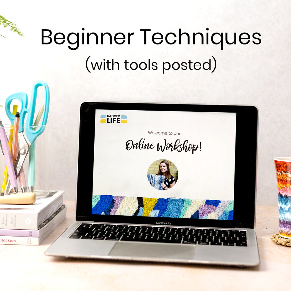 Beginner Online Rag Rug Workshop including tools posted to you