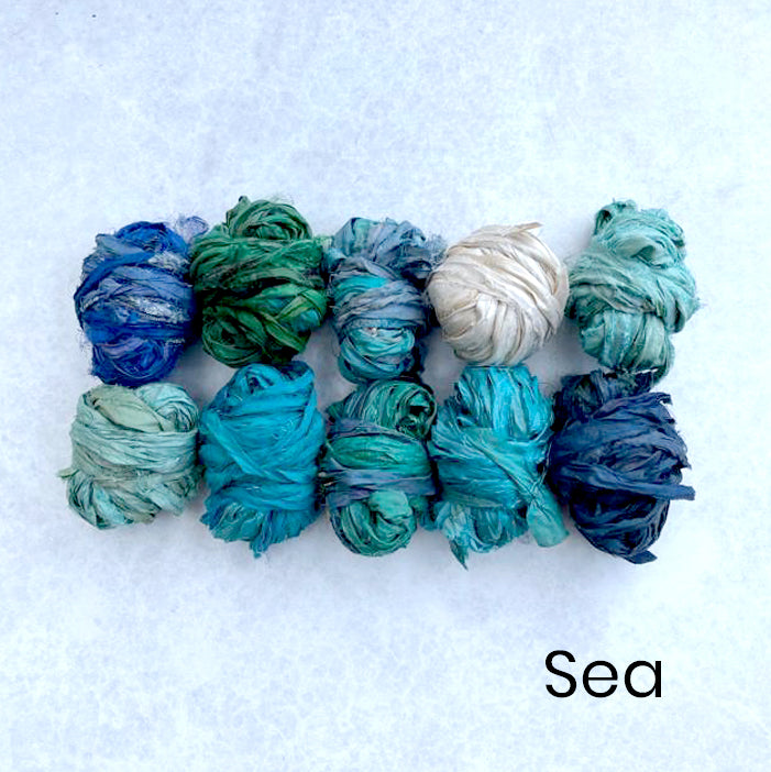 Recycled Sari Silk Ribbon - 10 Ball Selection Pack
