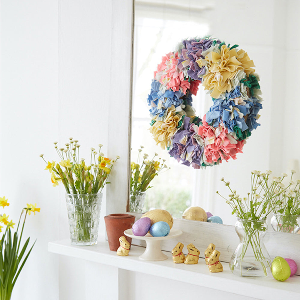 Shaggy spring proggy rag rug wreath