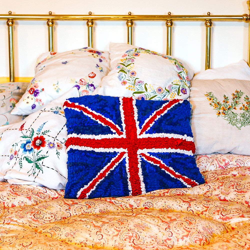 Handmade rag rug union jack cushion