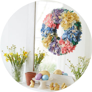 Hemmed Rag Rug Wreath Hessian & Instructions
